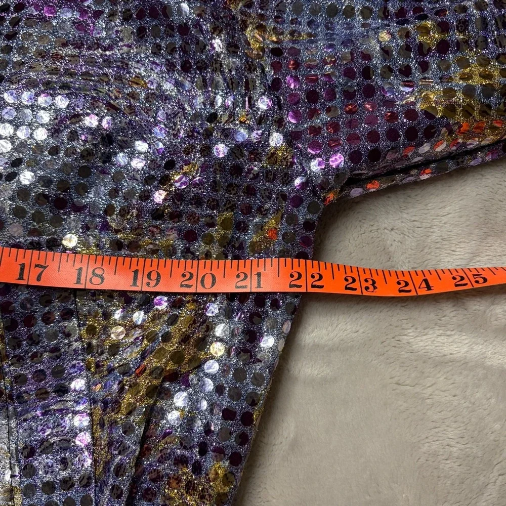 VTG 80s Golden River Sequin Bomber Jacket Womens S/M Iridescent Glam Disco Boxy
